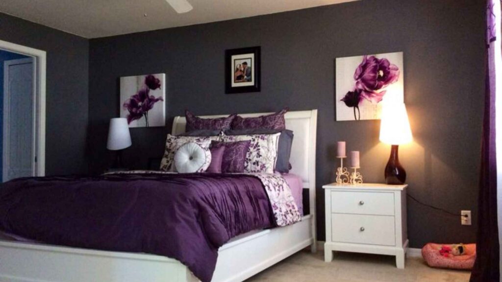 Purple Two Colour Combinations for Bedroom Walls