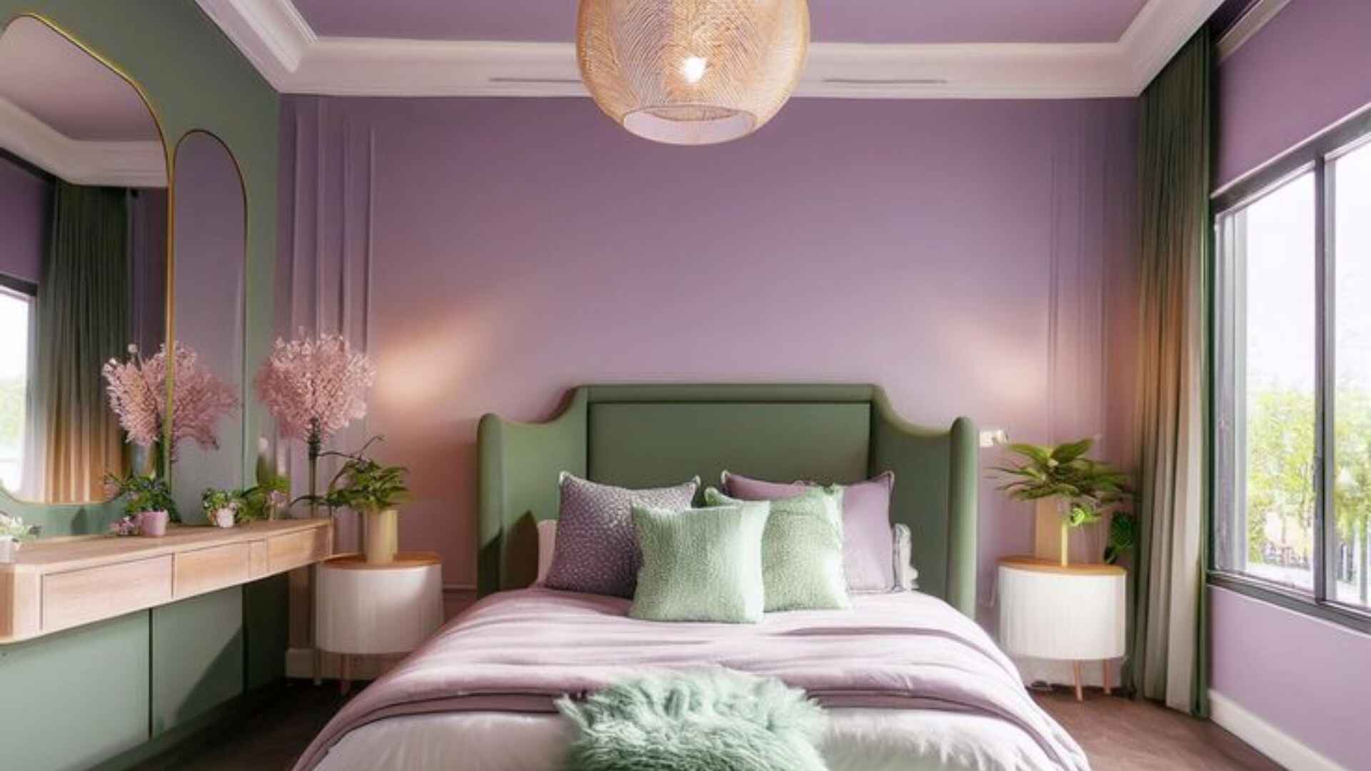 Purple Two Colour Combinations for Bedroom Walls 