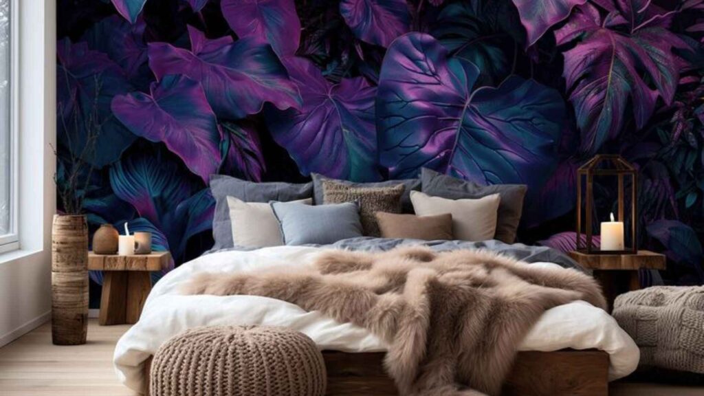 Purple Two Colour Combinations for Bedroom Walls