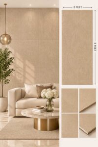 2×4 Feet Floor Tiles – Beton Camel | Sand Finish