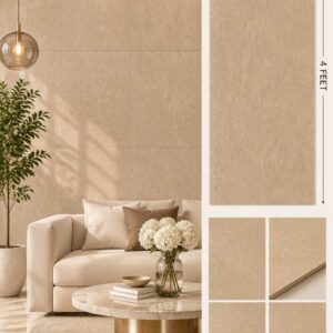 2×4 Feet Floor Tiles – Beton Camel | Sand Finish