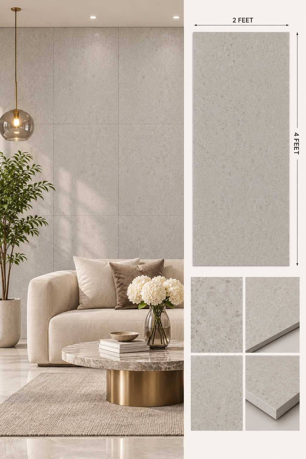 2×4 Feet Floor Tiles – Beton Ozark | Sand Finish