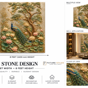 Premium Peacock 3D Carved Stone Wall Panel