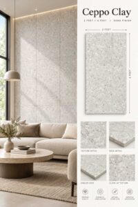 2×4 Feet Floor Tiles – Ceppo Clay | Sand Finish
