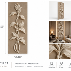 Premium Botanical 3D Carved Stone Wall Panel