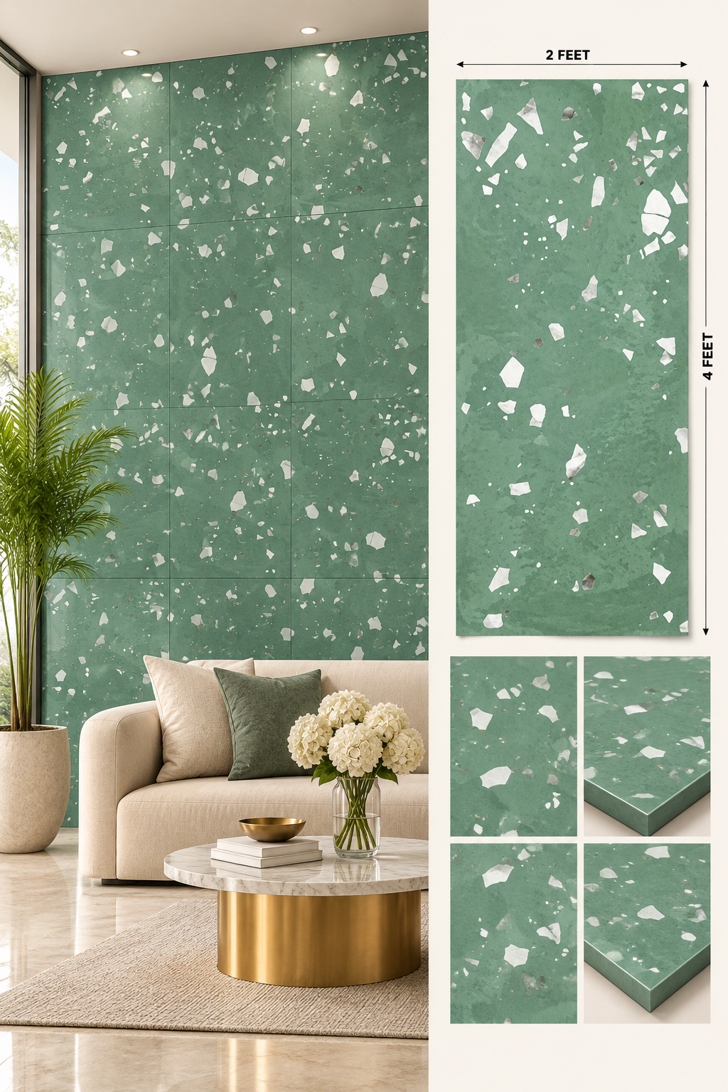 Terratile Verde – 2×4 Feet Floor Tiles | Rustic Matt