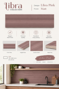 Fluted Tiles Libra Pink-75X300