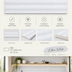 Fluted Tiles Libra White-75X300