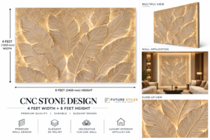 Premium Leaf 3D Carved Stone Wall Panel