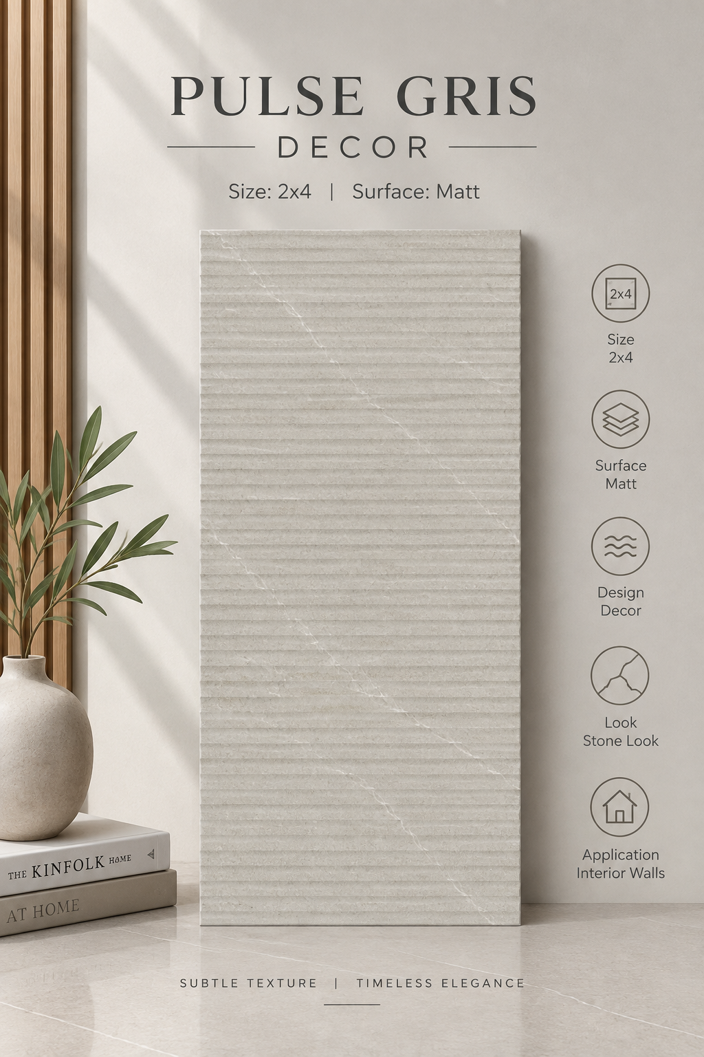 Fluted Tiles Pulse Gris Decor