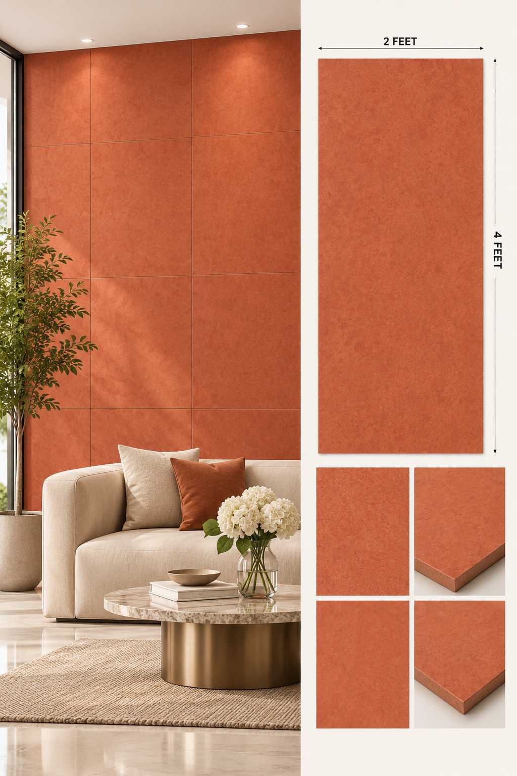 2×4 Feet Floor Tiles – Beton Terracotta | Sand Finish