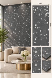 Terratile Nero – 2×4 Feet Floor Tiles | Rustic Matt