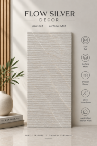 Fluted Tiles Flow Silver Decor-2x4 | Matt Surface