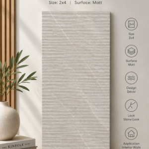 Fluted Tiles Flow Silver Decor-2x4 | Matt Surface