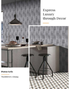 Subway Tiles 75x300mm Petra Gris Glossy