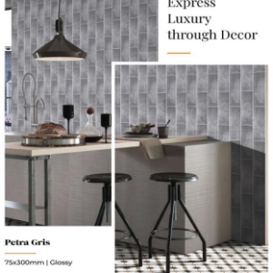 Subway Tiles 75x300mm Petra Gris Glossy