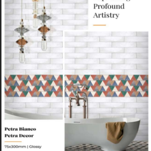 Subway Tiles 75x300mm Petra Bianco Glossy