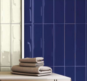 Subway Tiles 75×300mm Ivory & Navi Blue Glossy